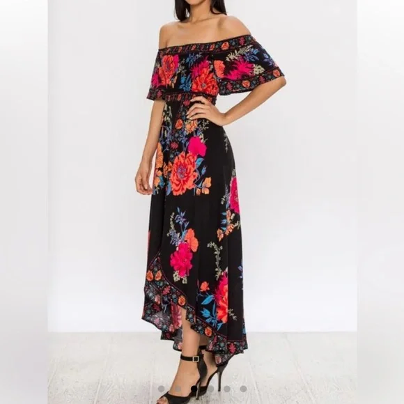 Jealous Tomato Black Floral High Low Dress - Picture 3 of 8